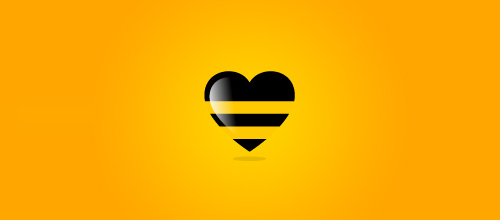 表達愛情愛心的心形logo設計-BEEHEART 蜜蜂+心