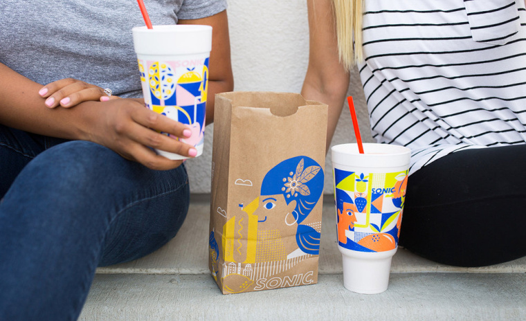 時尚餐飲品牌設計-Sonic外賣飲料杯餐飲盒子包裝設計，給您深深的夏日懷念