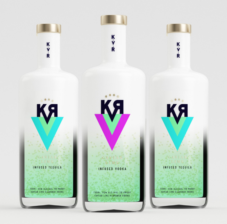 KVR酒精飲料品牌設(shè)計(jì)包裝設(shè)計(jì)，互補(bǔ)色箭頭符號，讓包裝超有識(shí)別性