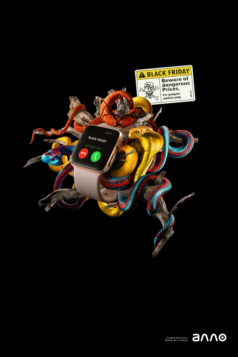 Allo及時通訊app“抑制黑色星期五購物欲望”平面創意廣告設計欣賞-蛇