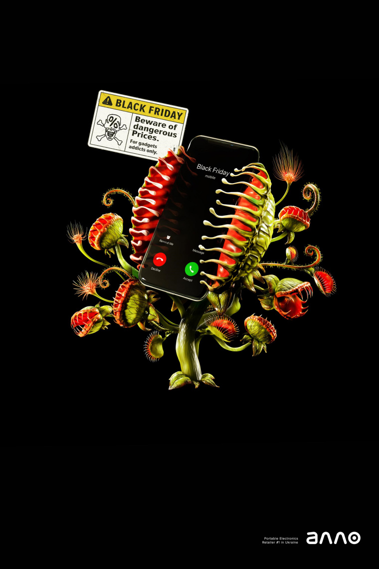 Allo及時通訊app“抑制黑色星期五購物欲望”平面創意廣告設計作品欣賞-植物