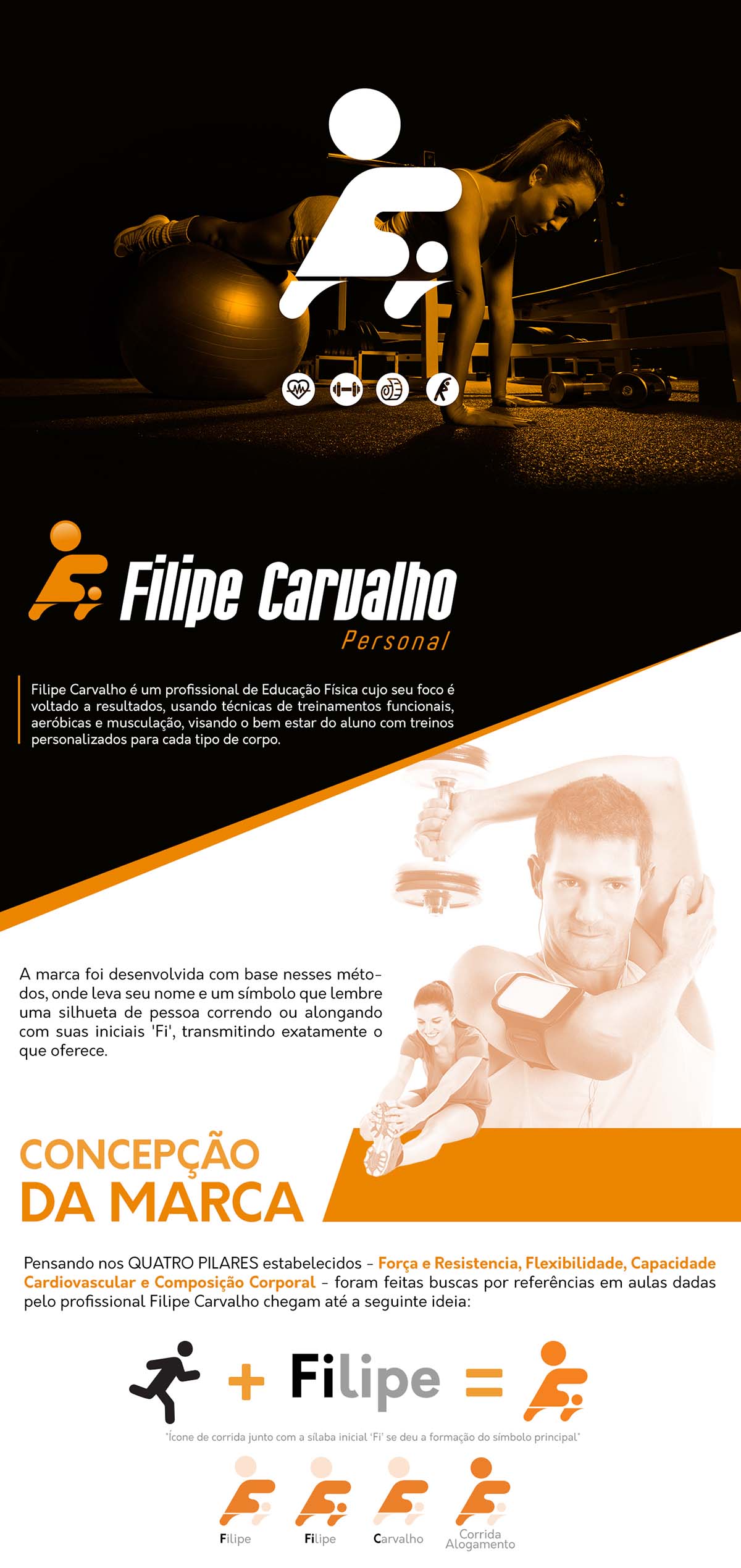  Filipe健身體育培訓(xùn)機(jī)構(gòu)品牌logo設(shè)計(jì)，源自跑步剪影與速度的符號(hào)