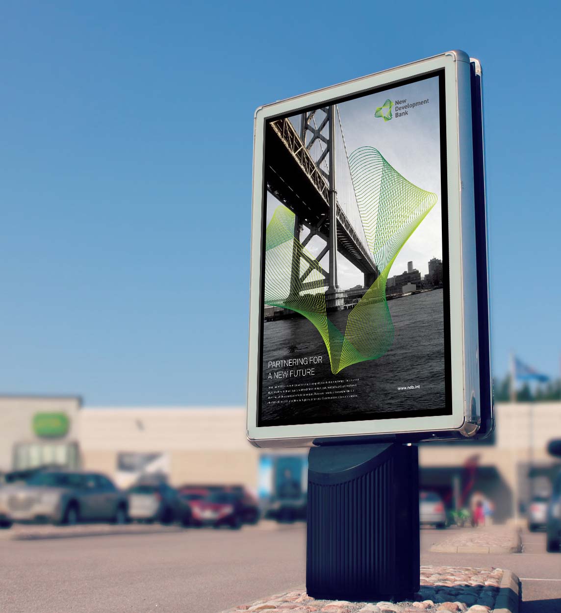 金磚國家新開發銀行標識logo設計-可持續發展的動感線條logo-平面形象廣告