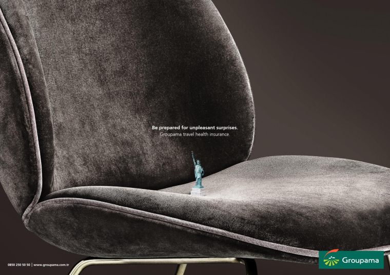 上海廣告公司分享：安盟保險集團旅行健康保險平面廣告創意設計“椅子”篇
