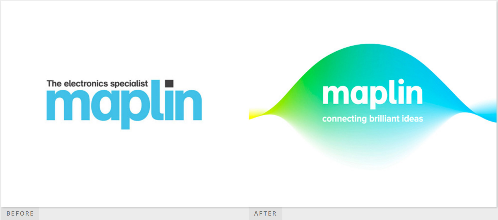 英國電子零售品牌Maplin動感漸變電子風格標志設計與VI形象設計
