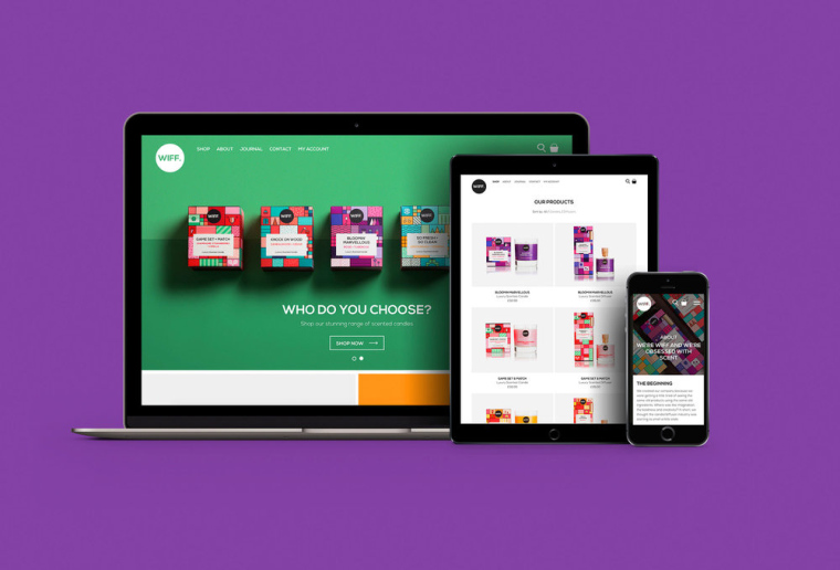 方形色塊插畫風格 WIFF蠟燭香薰包裝設計-上海包裝設計公司