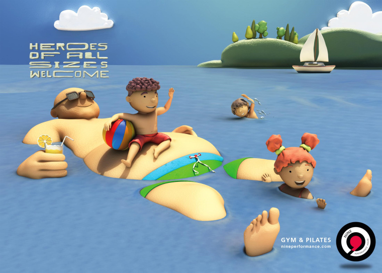 土Nine Performance House健身訓練機構“胖子是英雄”篇平面創意廣告