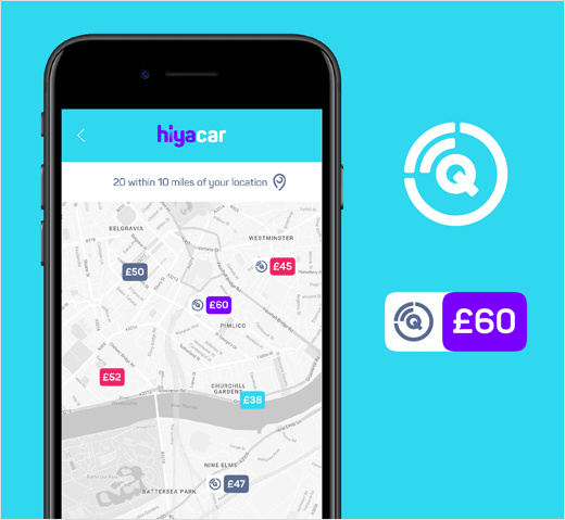 Hiyacar汽車共享平臺品牌形象設計-網站設計與手機APP界面設計，完美的動態多彩漸變風格