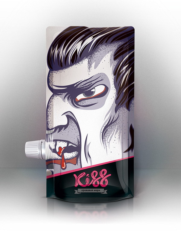 kiss人物夸張插畫果蔬泥包裝設計-上海包裝設計公司國外創意包裝欣賞