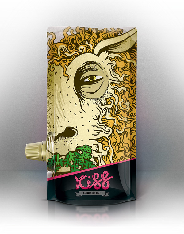 kiss人物夸張插畫果蔬泥包裝設計-上海包裝設計公司國外創意包裝欣賞