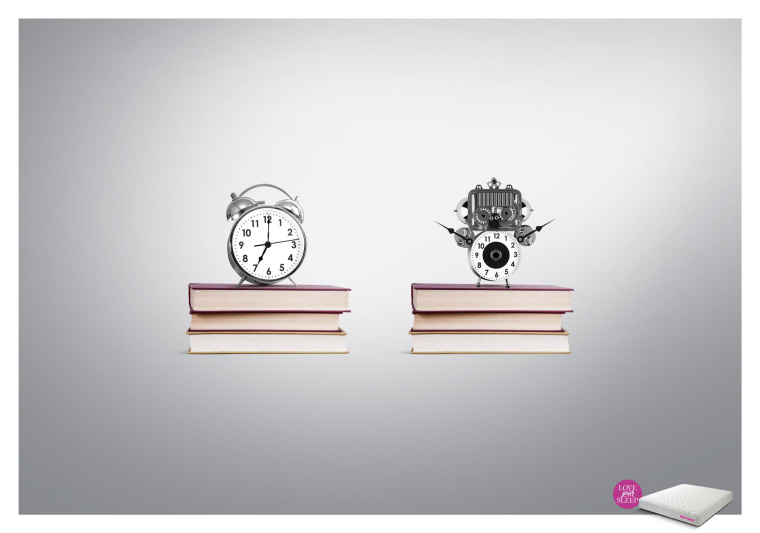 Sleepwell床墊平面廣告創意“愛你的睡眠–鬧鐘”篇賞析