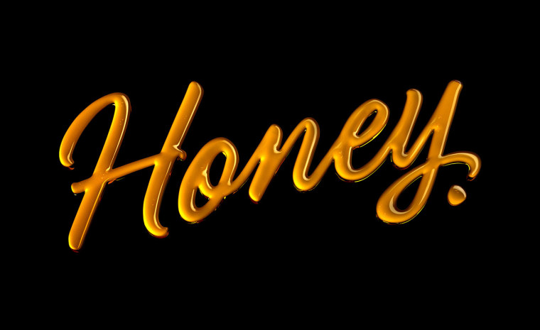 Jim Beam 蜂蜜金黃色徽標logo設計-立體手寫字