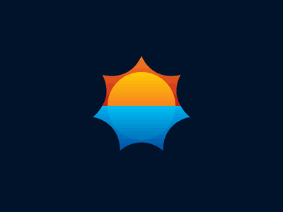 藍色加橙色的太陽logo設計