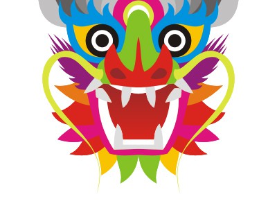 五彩繽紛的中國(guó)龍logo設(shè)計(jì)