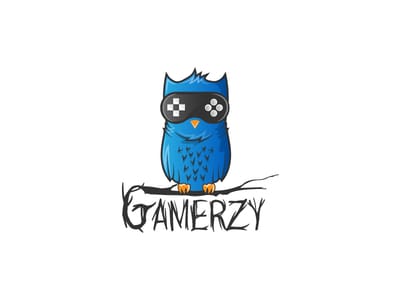 藍色視頻游戲貓頭鷹logo設計