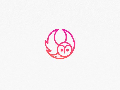 紅色的圓形貓頭鷹logo設計