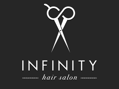 白色剪刀加無限符號沙龍logo設(shè)計(jì)-上海logo設(shè)計(jì)公司