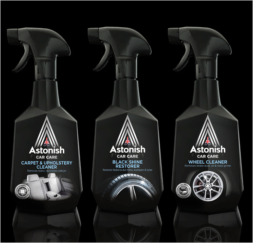 Astonish豪華汽車養(yǎng)護護理產(chǎn)品品牌logo設計包裝設計，酷炫黑銀賽車風格