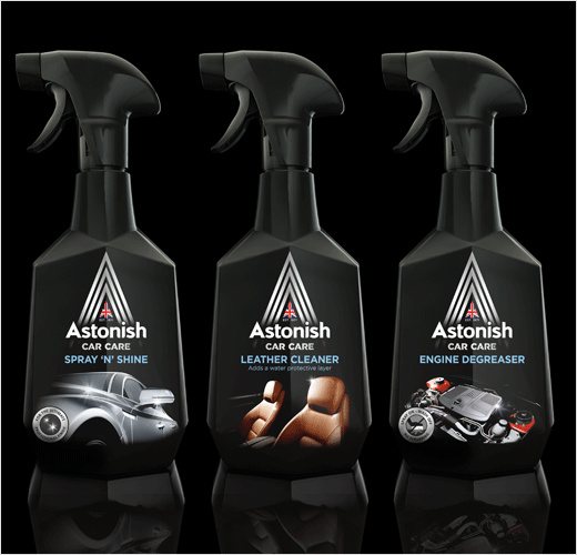 Astonish豪華汽車養(yǎng)護護理產(chǎn)品品牌logo設計包裝設計，酷炫黑銀賽車風格