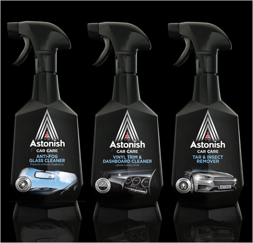 Astonish豪華汽車養(yǎng)護護理產(chǎn)品品牌logo設計包裝設計，酷炫黑銀賽車風格