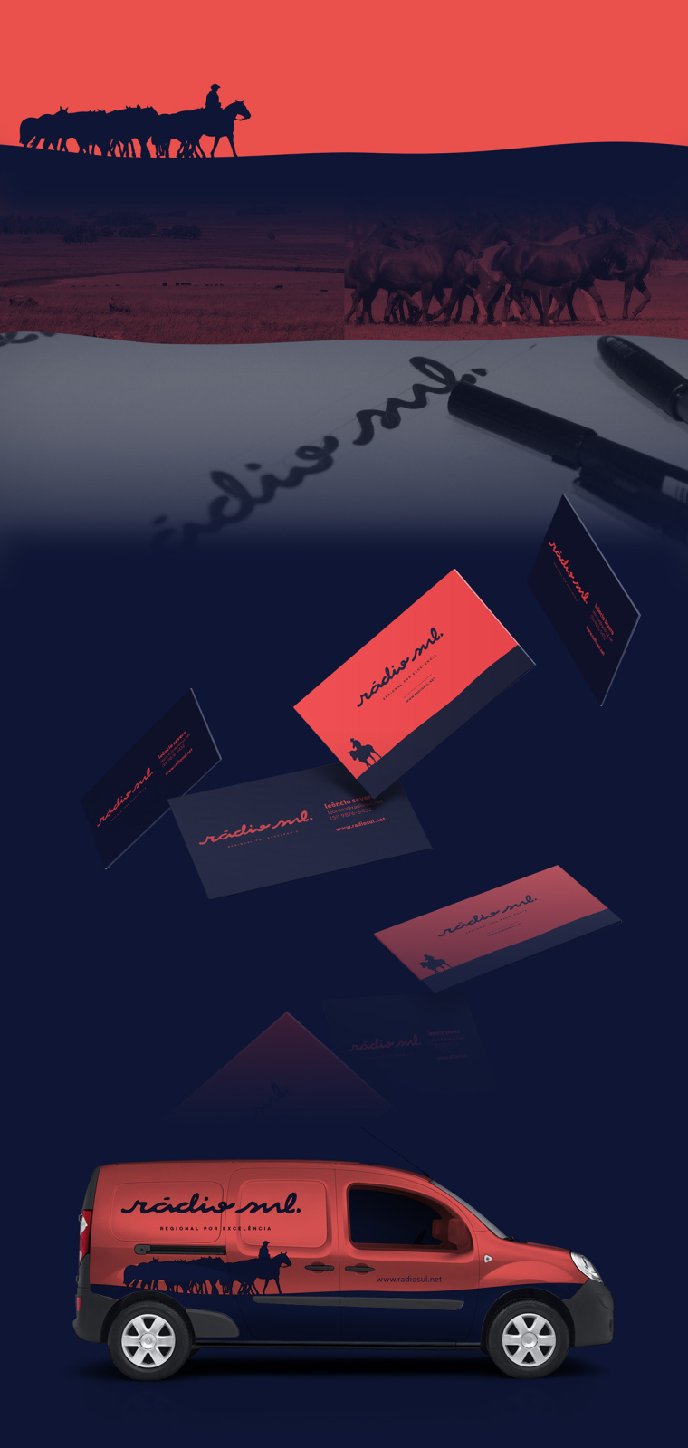 音樂廣播Rádio Sul品牌形象VI設計標志設計，別有藝術韻味的鄉村風情