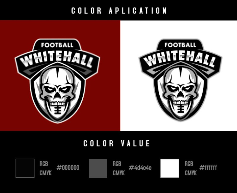 Whitehall 橄欖球聯盟體育標志設計，挑戰視覺的骷髏形象