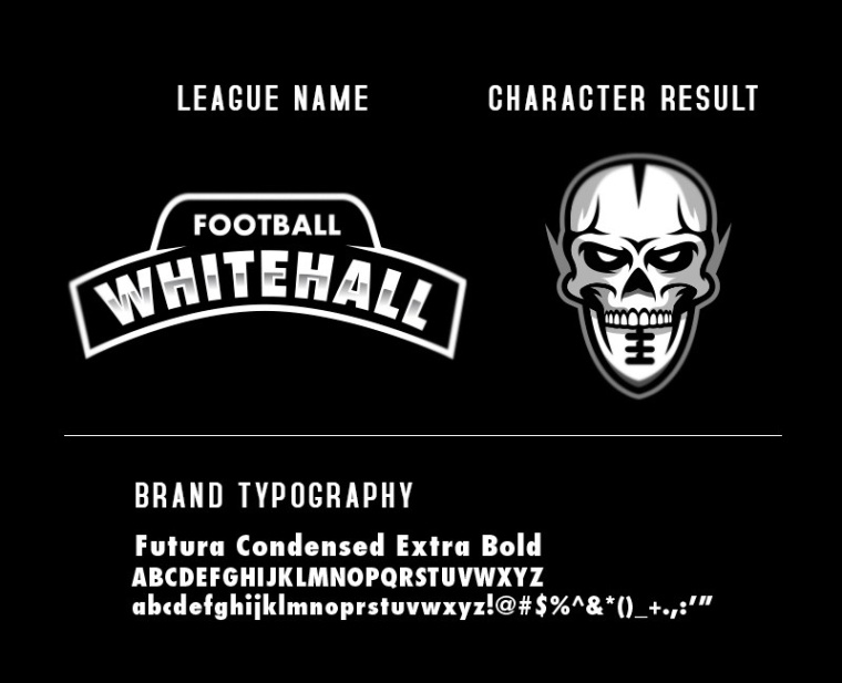 Whitehall 橄欖球聯盟體育標志設計，挑戰視覺的骷髏形象