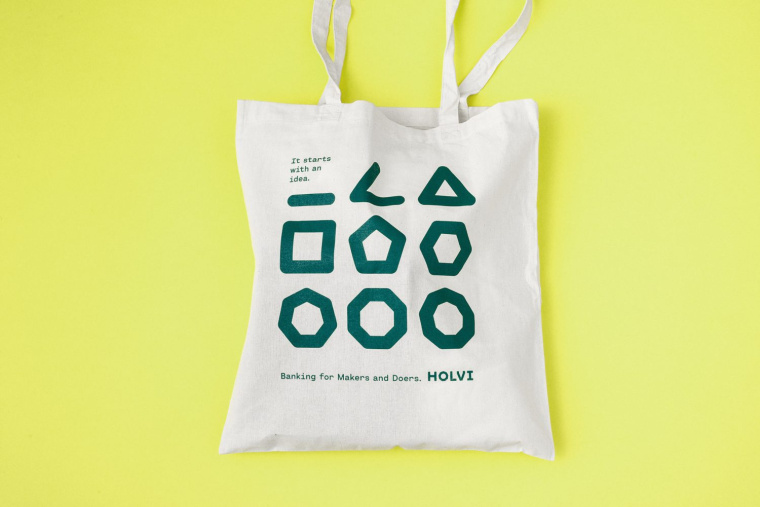 銀行品牌Holvi視覺形象VI設(shè)計，被圓角軟化的多邊形創(chuàng)意