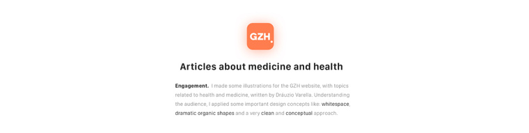 健康醫(yī)療CZN網(wǎng)站插圖式設(shè)計(jì)，空白與戲劇性的有機(jī)形狀相結(jié)合