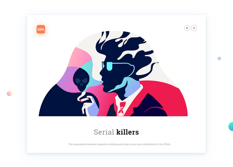 健康醫(yī)療CZN網(wǎng)站插圖式設(shè)計(jì)，空白與戲劇性的有機(jī)形狀相結(jié)合