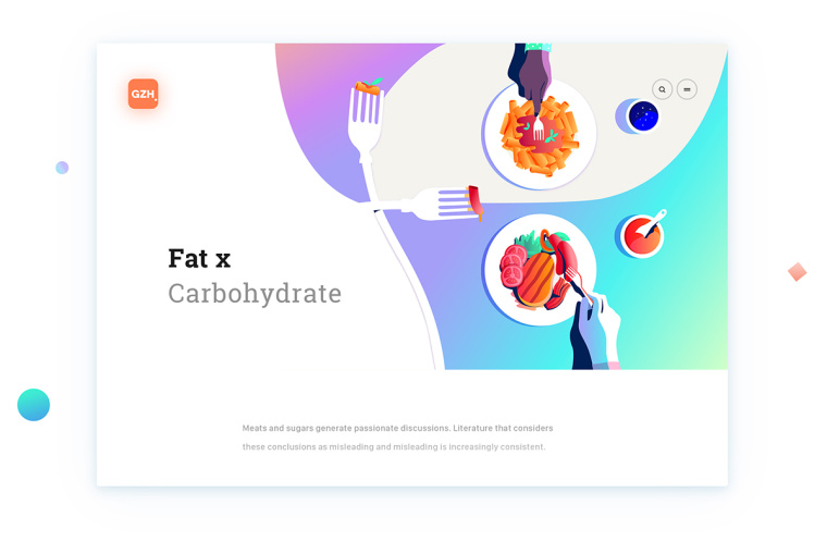 健康醫(yī)療CZN網(wǎng)站插圖式設(shè)計(jì)，空白與戲劇性的有機(jī)形狀相結(jié)合