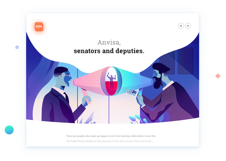 健康醫(yī)療CZN網(wǎng)站插圖式設(shè)計(jì)，空白與戲劇性的有機(jī)形狀相結(jié)合