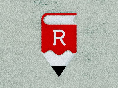 紅色鉛筆加字母“R”logo設計