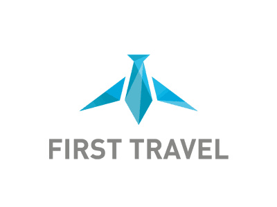 藍色幾何飛機的logo設計