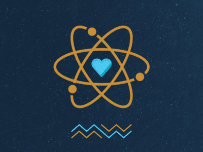 金色衛星加藍色心科研logo設計