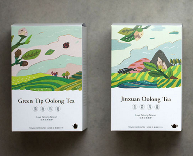 臺灣芳香茶茶葉包裝設計”臺灣自然風光插畫篇“