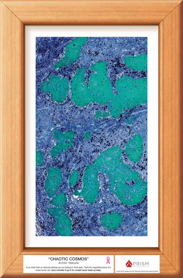 廣告公司為乳腺癌體檢體檢公益宣傳月設計的抽象藝術風創意海報賞析-混沌宇宙