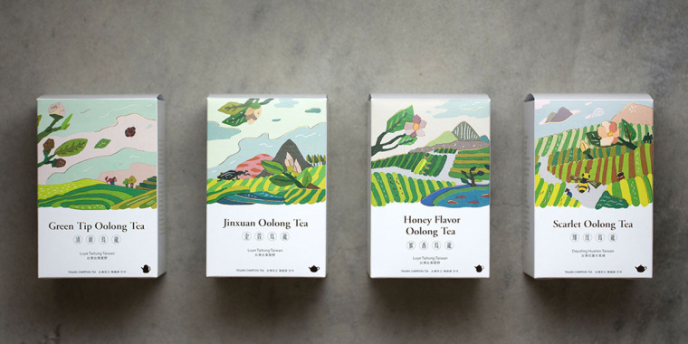 臺灣芳香茶茶葉包裝設計”臺灣自然風光插畫篇“