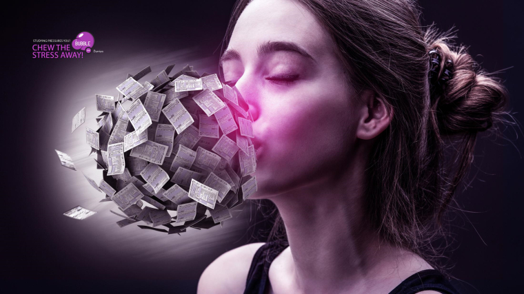 埃及Nabarosk口香糖平面創意廣告——“咀嚼壓力工作便簽篇”篇