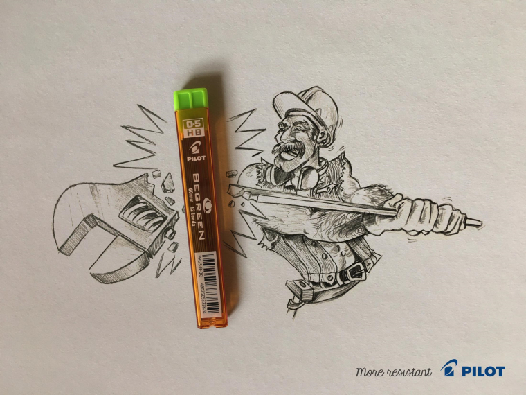 Pilot自動(dòng)鉛筆芯文具平面創(chuàng)意廣告“更加堅(jiān)固”篇-上海品牌設(shè)計(jì)公司