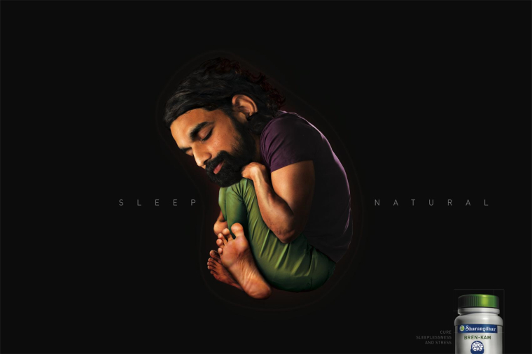 印度Sharandhar安眠藥平面創意廣告“胎兒睡眠”篇-上海尚略品牌策劃設計公司