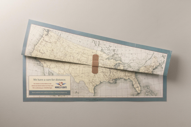 美國Miracle Flights航空平面創意廣告——“治愈的地圖”篇