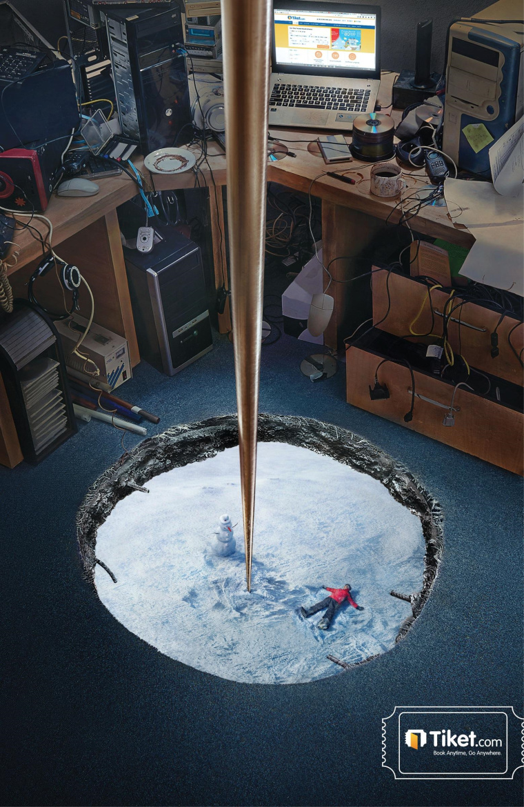  印尼機票訂購網平面創意廣告“地洞篇”-上海品牌策劃設計公司