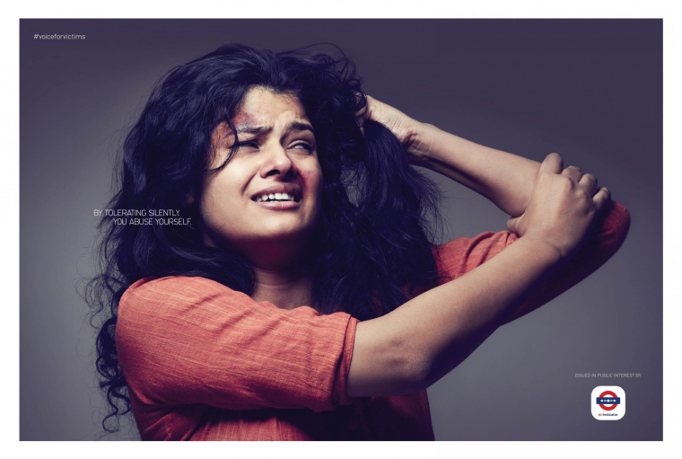 印度公益廣告欣賞——請不要忍受虐待“受害者的聲音”篇平面創(chuàng)意廣告