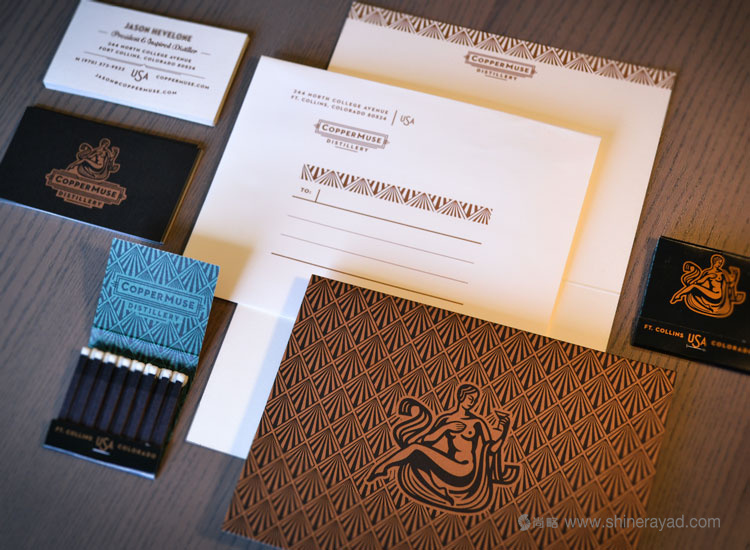 國外洋酒品牌設計欣賞——CopperMuse 朗姆酒裝飾圖案風格標志設計VI設計