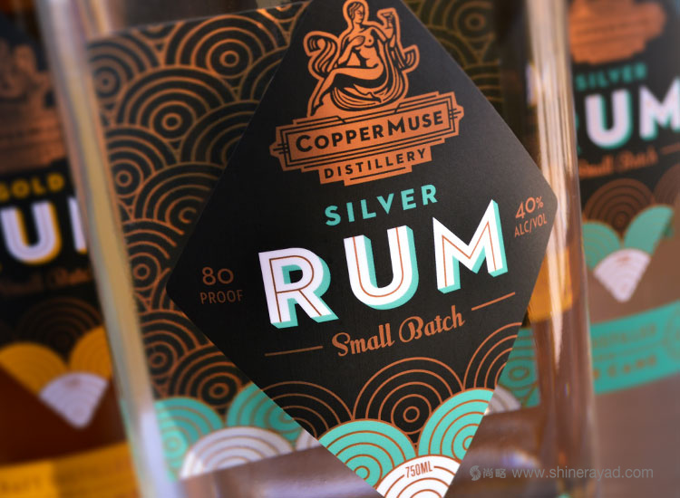 國外洋酒品牌設計欣賞——CopperMuse 朗姆酒裝飾圖案風格標志設計與包裝設計