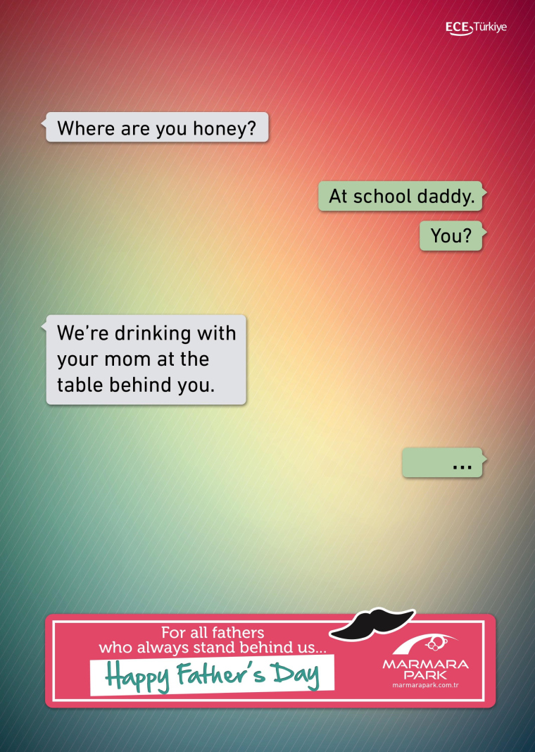 土耳其Marmara Park購物應(yīng)用程序父親節(jié)平面創(chuàng)意廣告聊天記錄“站在我們身后”篇--上海品牌策劃公司
