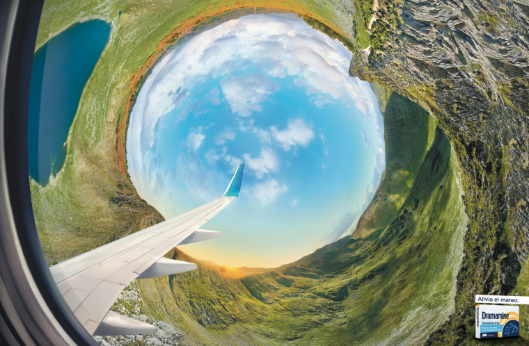 醫藥廣告欣賞：“漩渦-汽車”篇Dramamine暈車藥平面廣告創意--上海品牌設計公司