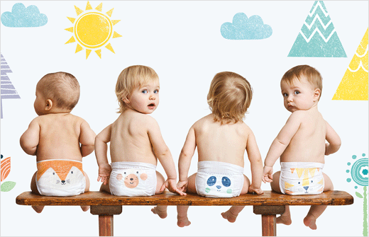 清新風格 Kit & Kin 環保型母嬰品牌嬰兒尿布拉拉褲logo設計包裝設計