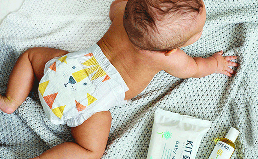 清新風格 Kit & Kin 環保型母嬰品牌嬰兒尿布拉拉褲logo設計包裝設計